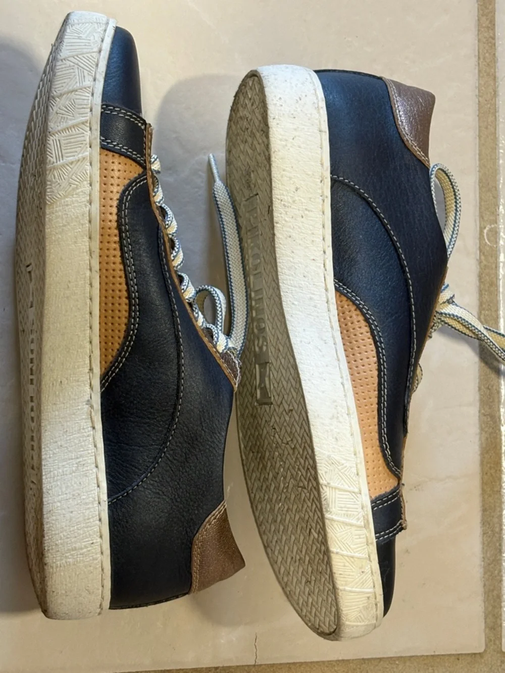 PIKOLINOS LANZAROTE Navy and Metallic Bronze Leather Casual Sneakers - Picture 7 of 9